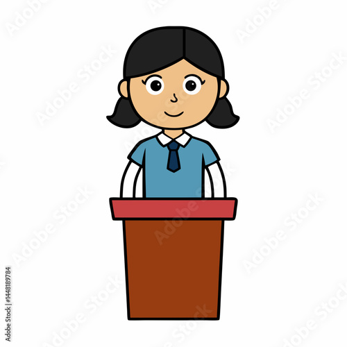 schoolgirl participating in a classroom debate with confidence.