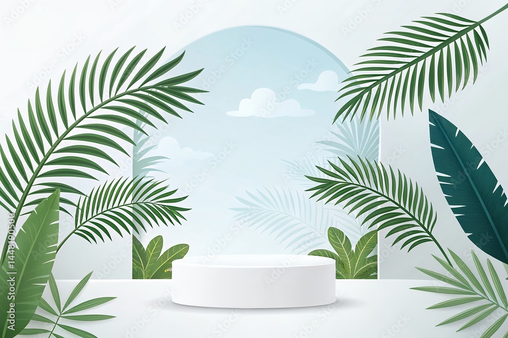 Minimalist Summer Scene Tropical Podium Display