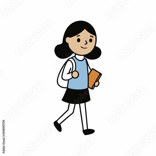  schoolgirl walking with a backpac