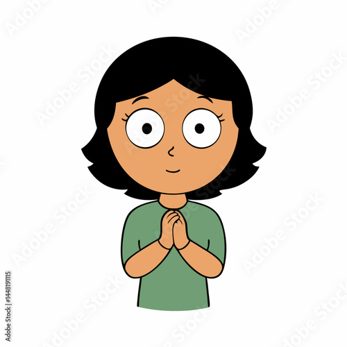 girl Hands clasped in front, looking nervous
