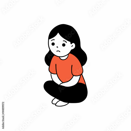 Girl Sitting with knees pulled to chest