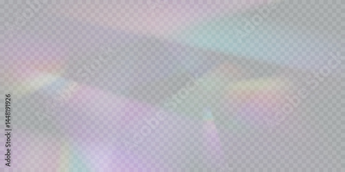 A cluster of colors, bright rays of the spectrum. Glare on a lens, glass, jewelry, or gemstone. The superimposition of the rainbow effect, the refraction of light by a crystal prism. Realistic diamond