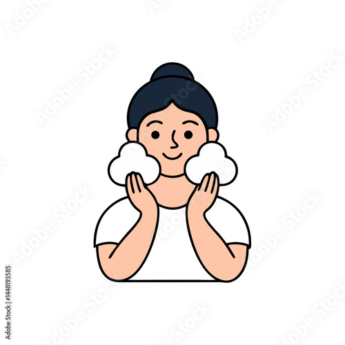 Woman cleansing her face with a gentle cleanser