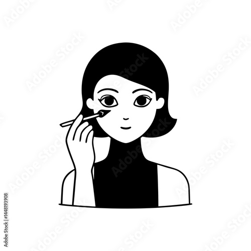 womans hand carefully applying eyeliner