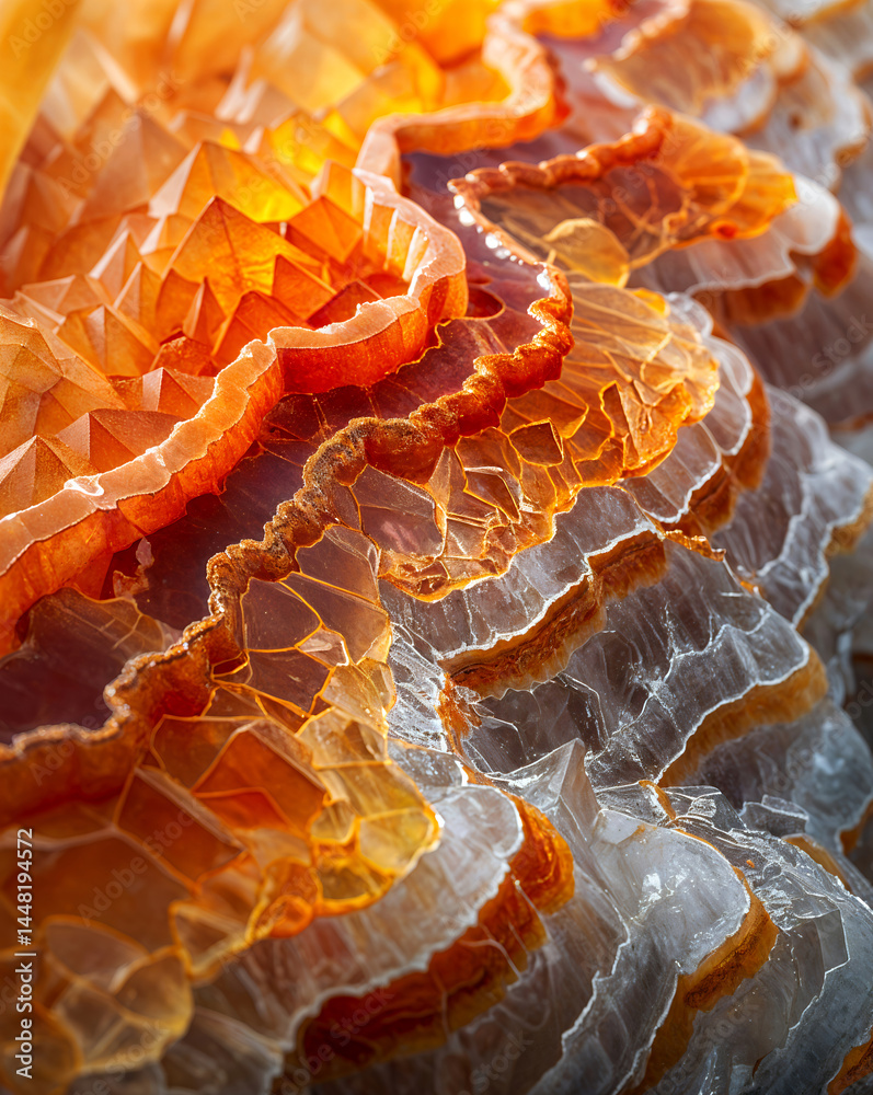 custom made wallpaper toronto digitalOrange and white agate crystal texture, abstract close-up of layered gemstone with natural patterns.

