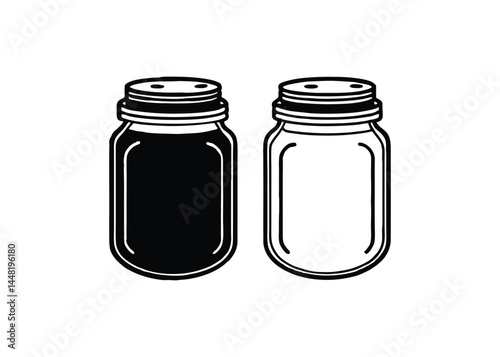 Silhouette of mason jars isolated on a white background