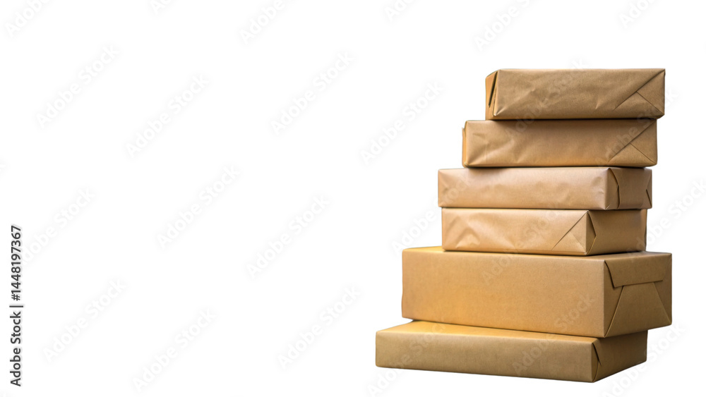 custom made wallpaper toronto digitalStack of six brown paper wrapped packages isolated on transparency background, conveying shipping and delivery concept with warm tones and neat arrangement