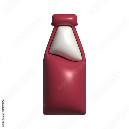 Red sauce bottle icon in 3d style