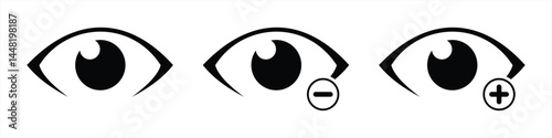 eye icon. eye disease plus and minus vector illustration