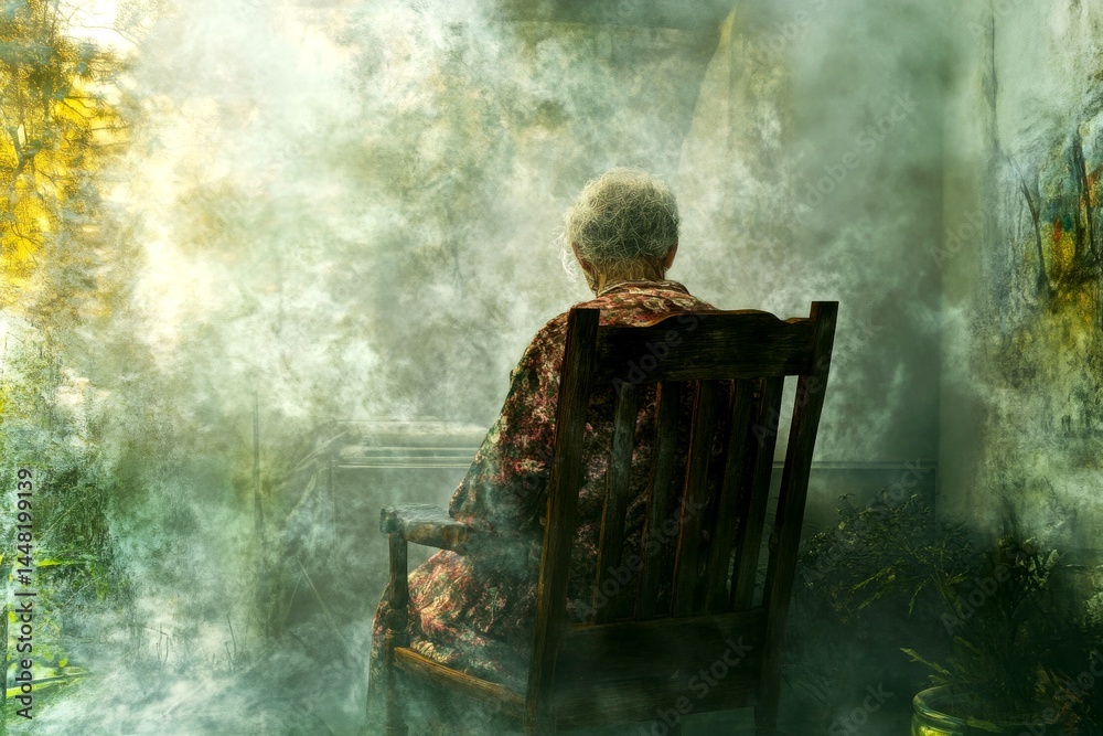Wrinkled hands. Chronic fatigue - concern in old age: abstract image of individual status. Declining health in seniors. Fragile old woman. Metaphorical chronic fatigue feelings of a aging.