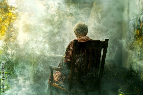 Wrinkled hands. Chronic fatigue - concern in old age: abstract image of individual status. Declining health in seniors. Fragile old woman. Metaphorical chronic fatigue feelings of a aging.