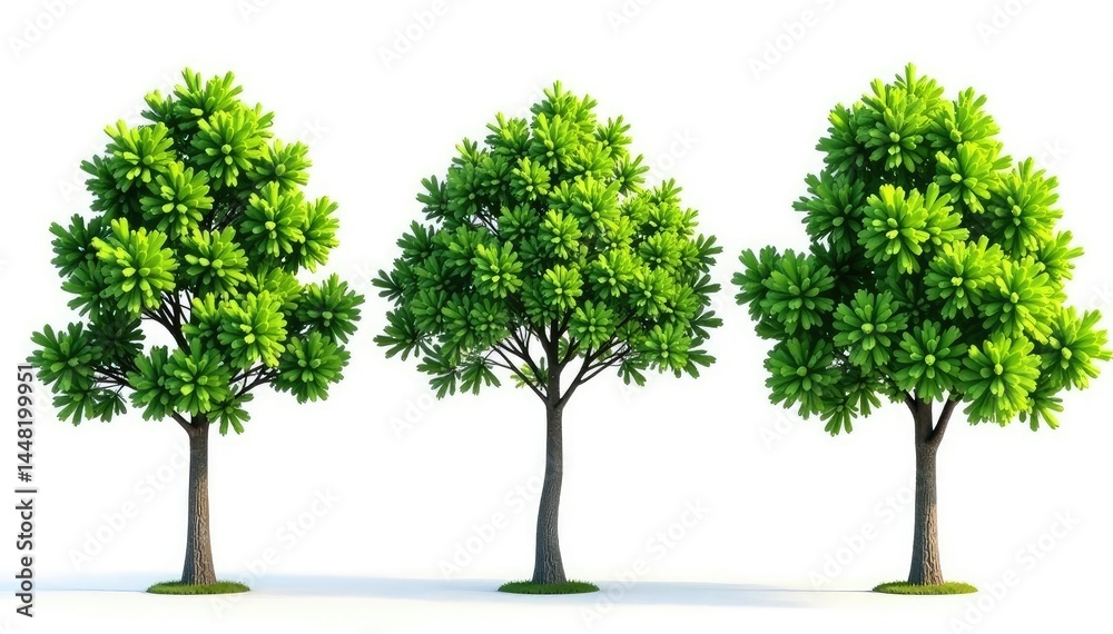Fototapeta premium Three isolated tree branches on white background, isolation, simplicity, minimalist