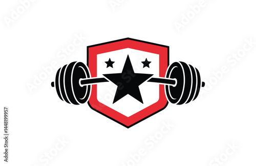 Black silhouette gym logo design for fitness center vector illustration

