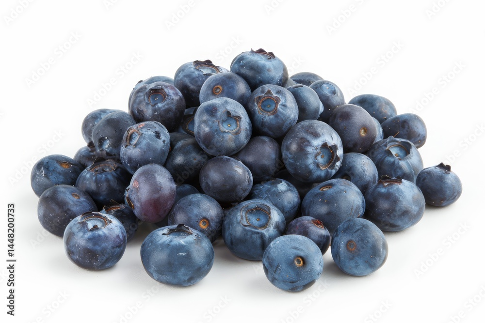 Close-up of a Pile of Fresh Blueberries on a White Background Close-up of a Pile of Fresh Blueberries on a White Background