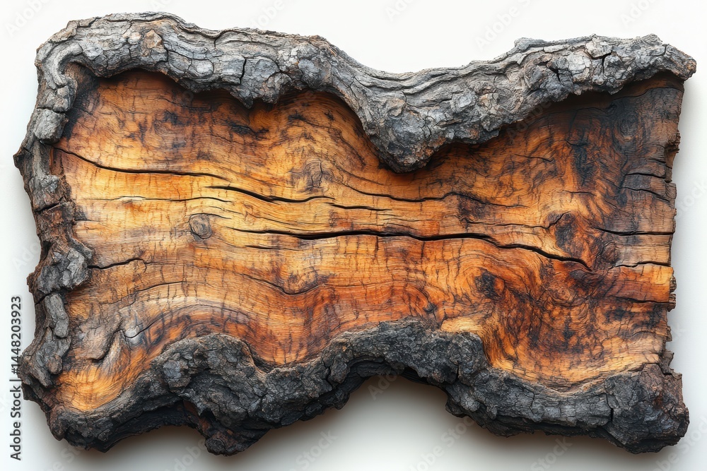 Obraz premium Intricate Charred Wood Slab Natural Texture and Organic Form