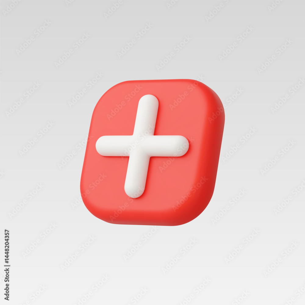 Obraz premium 3d Realistic Add Button vector illustration