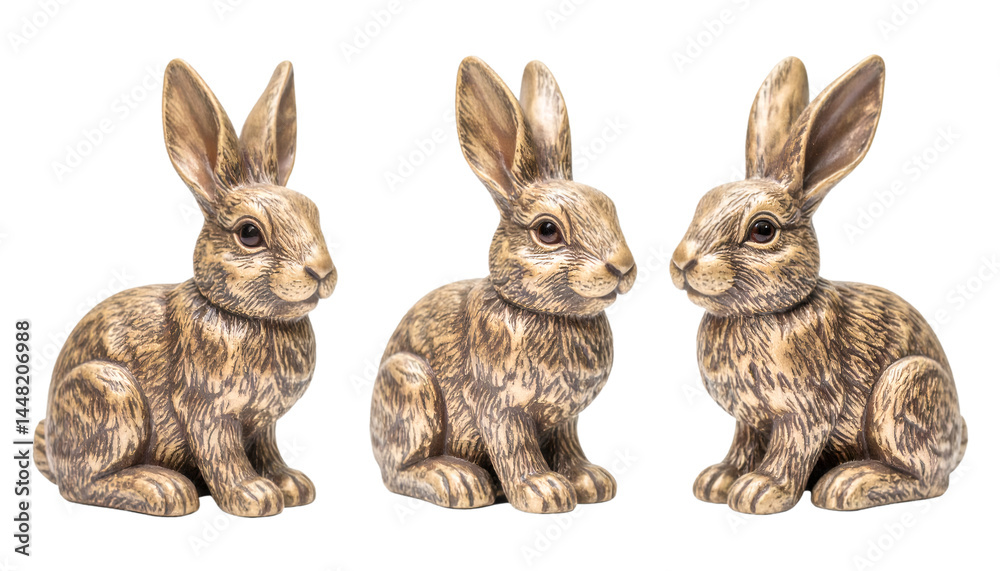 Three Decorative Easter Bunnies Isolated on Transparent Background Three Decorative Easter Bunnies Isolated on Transparent Background