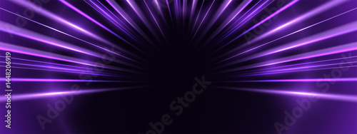 Modern abstract high-speed movement. Dynamic motion light trails with motion blur effect on dark background. Panoramic high speed technology concept, light abstract background. 