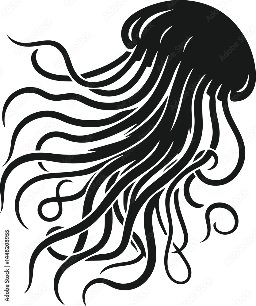 Naklejka premium Vector silhouette of a jellyfish