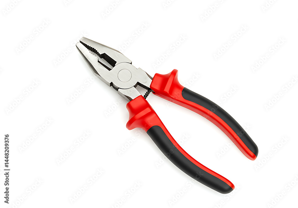 Fototapeta premium Red Pliers Tool Equipment Handwork Instrument Working Isolated White