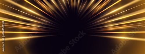 Modern abstract high-speed movement. Dynamic motion light trails with motion blur effect on dark background. Panoramic high speed technology concept, light abstract background. 