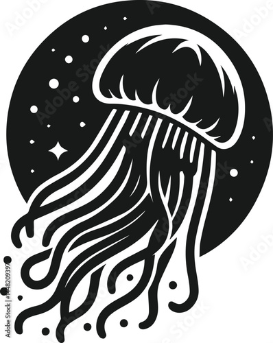 Vector silhouette of a jellyfish