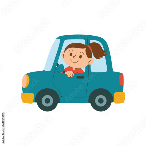 Girl driving car vector illustration design

