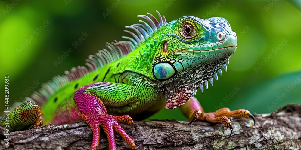 Fototapeta premium wildlife photo of green iguana in natural habitat