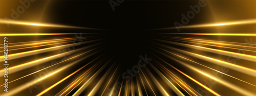 Modern abstract high-speed movement. Dynamic motion light trails with motion blur effect on dark background. Panoramic high speed technology concept, light abstract background. 