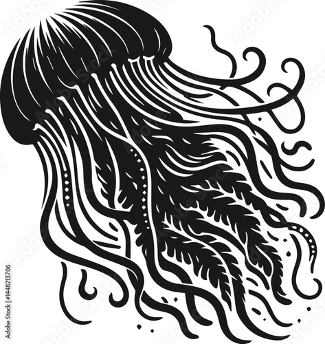 Vector silhouette of a jellyfish