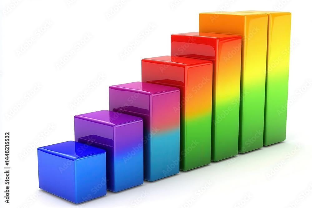 Colorful 3D bar graph representing growth and progress in a business environment Colorful 3D bar graph representing growth and progress in a business environment