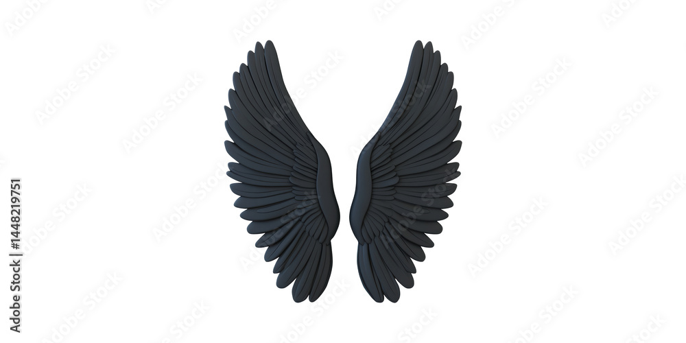 Obraz premium Black Angel Wings Illustration. Symbol Of Freedom, Spirituality, And Imagination Isolated On Transparent Background