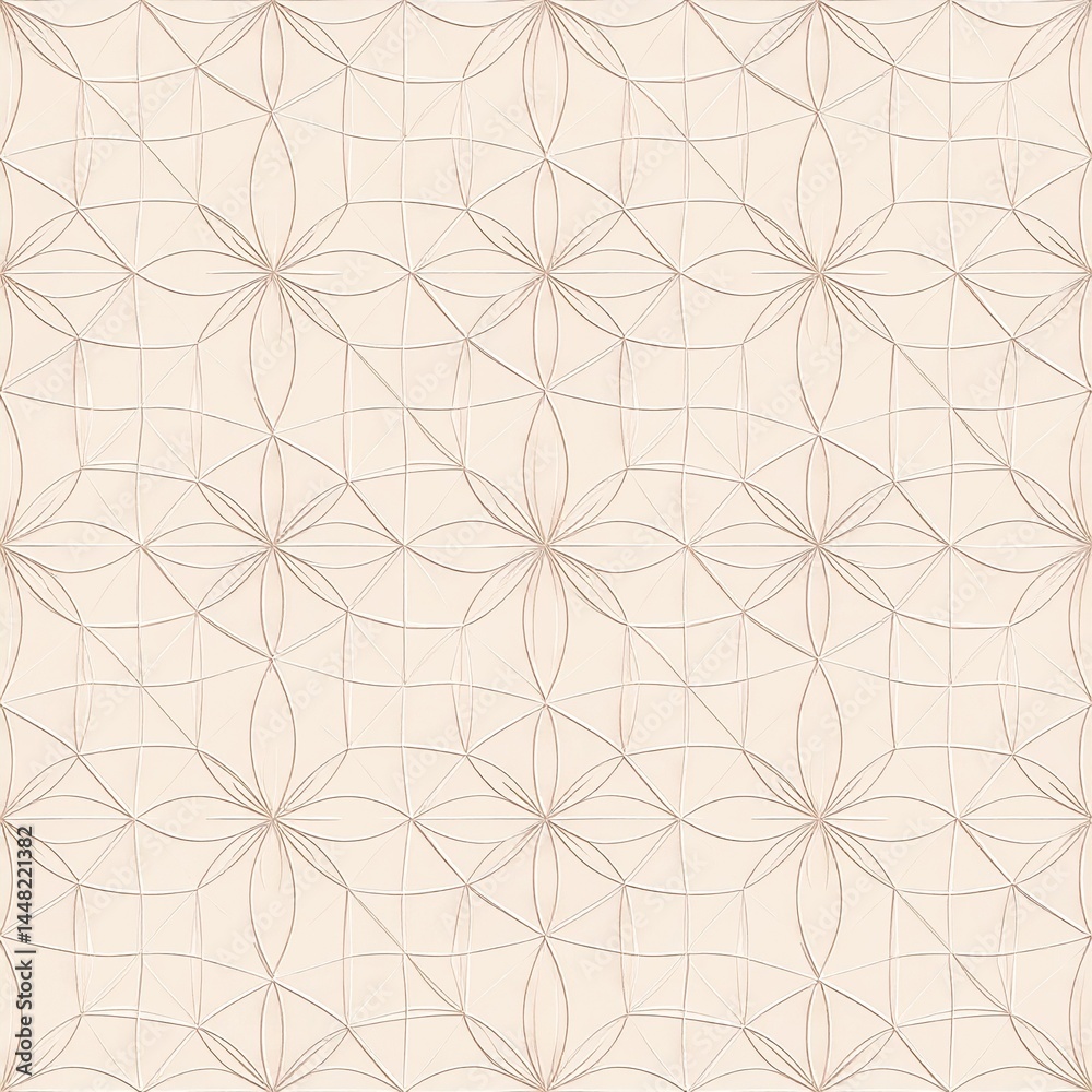 Petal-Inspired Geometric Line Pattern – Beige Seamless Background Petal-Inspired Geometric Line Pattern – Beige Seamless Background