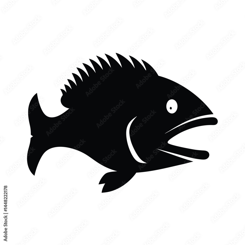 Obraz premium Silhouette of a Crappie fish swimming in profile