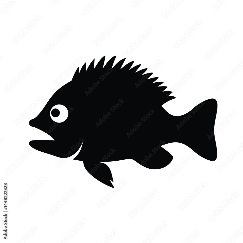 Obraz premium Silhouette of a Crappie fish swimming in profile