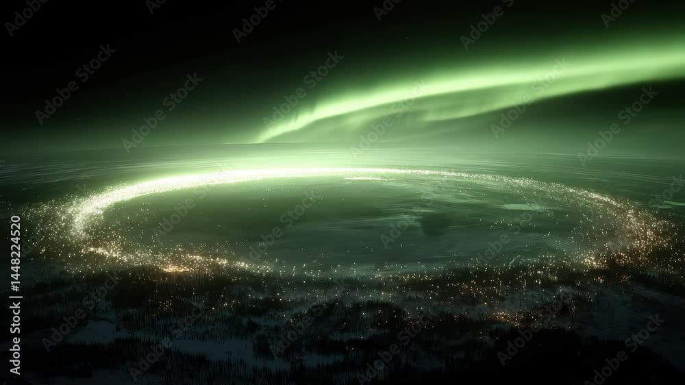 Aurora Over Snowy Earth from Space Aurora Over Snowy Earth from Space