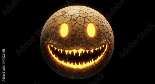 Spooky Smiley Face with Glowing Eyes and Teeth