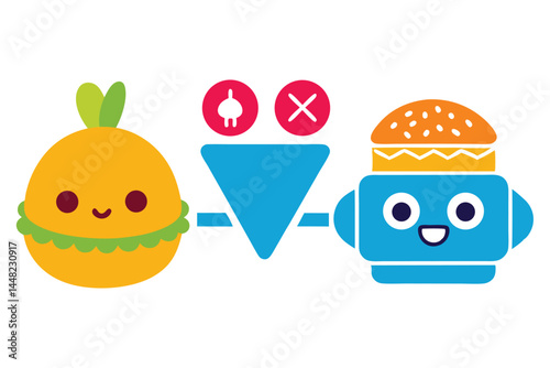 Healthy vs Fast Food Vector – Bright Comparison of Balanced Meal and Junk Food with Calories & Nutrition Labels
