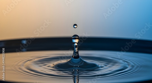 Gota de agua clara con ondas circulares