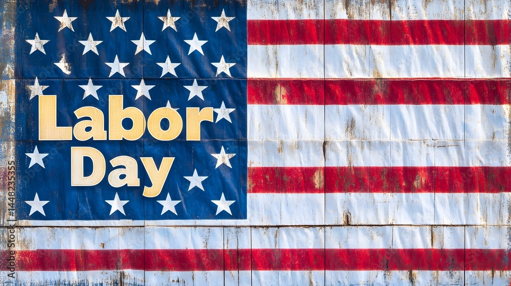 Fototapeta premium Photorealistic American Flag on Wall with 