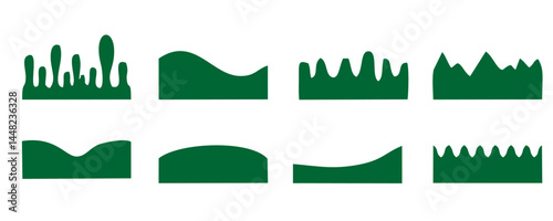 Abstract Design Element for Top and Bottom Web Page. Divider Shape for Website Set. Wave Shape, Curve Line, Drops Separator Effects Collection For Banner, Poster, App