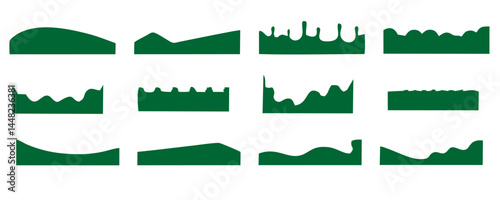 Abstract Design Element for Top and Bottom Web Page. Divider Shape for Website Set. Wave Shape, Curve Line, Drops Separator Effects Collection For Banner, Poster, App