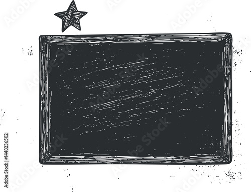 Vintage chalkboard with a star decoration and textured surface for educational or decorative use