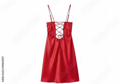 Red satin dress isolated on white background