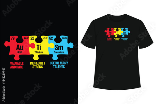 Autism Awareness Women Men Kids Elements Periodic Table ASD T-Shirt