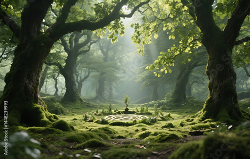 Mystical crystal cave with bioluminescent glow, glowing minerals, sacred subterranean sanctuary, enchanted underground world with spiritual and ancient energy