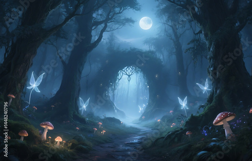 Mystical crystal cave with bioluminescent glow, glowing minerals, sacred subterranean sanctuary, enchanted underground world with spiritual and ancient energy