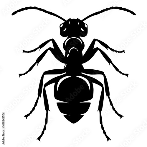 Black Silhouette of an Ant Isolated on White Background