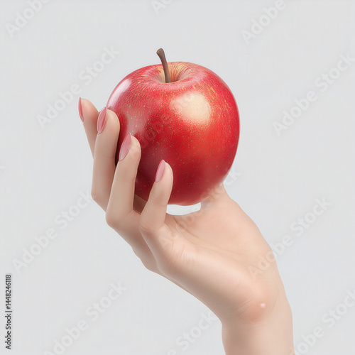 Woman hand holding fresh apple healthy food and nutrition concept isolated on white background