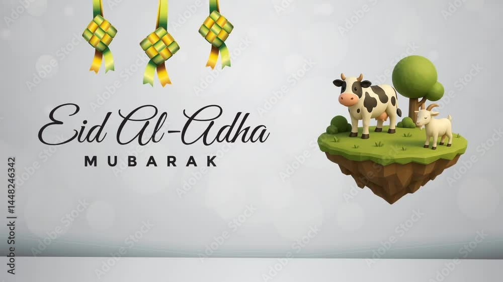 Eid al adha mubarak motion graphic video template with islamic ornament and abstract background design